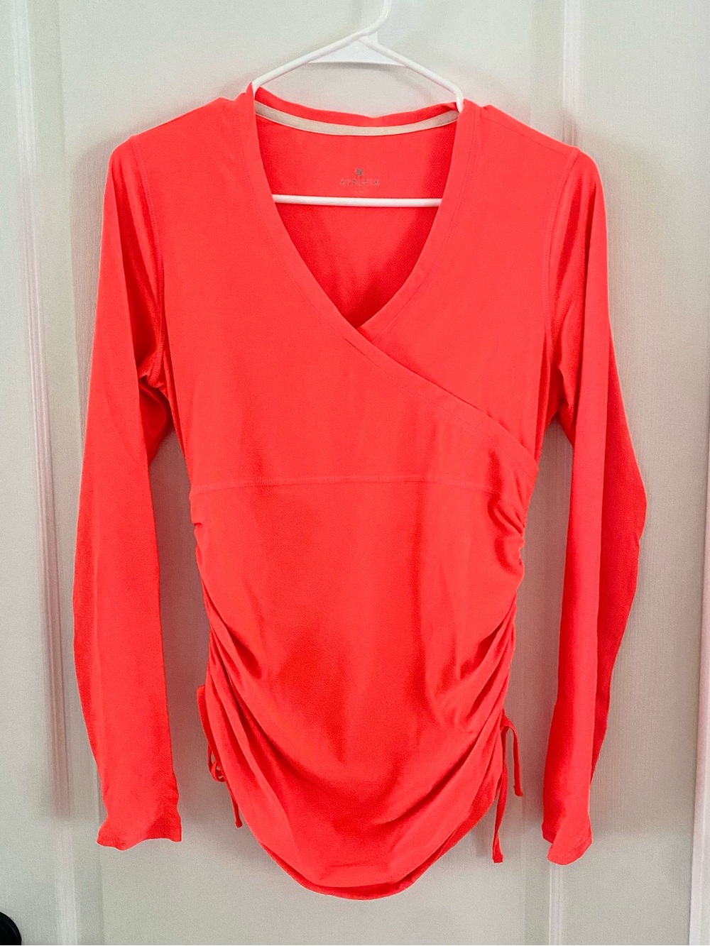 Athleta Wick-It Ruched Cover-Up Coral Long Sleeve Swim Tunic
